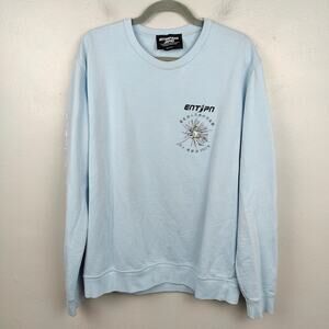 Enterprise Japan Sweatshirt Mens Large Light Blue Space Peace Graphic Pullover